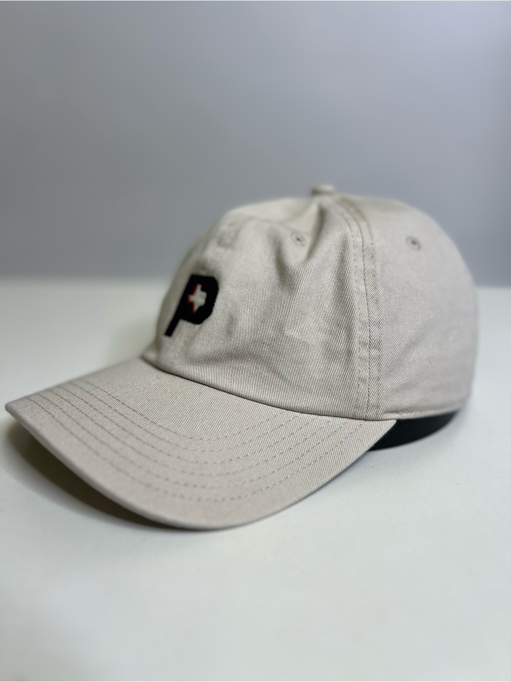 Poncho P  Embroidered Hat Cap Strap Back Khaki P Logo Texas Mens Dad Hat